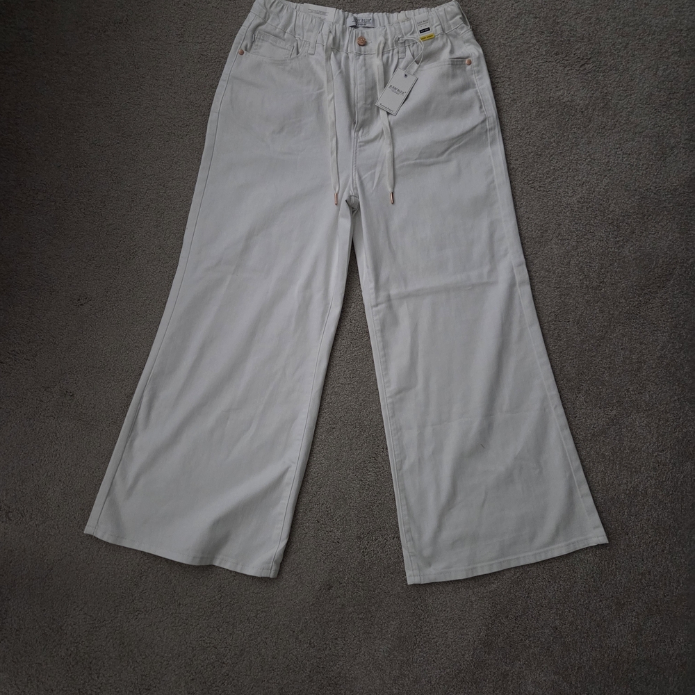 Judy Blue White Drawstring Palazzo Pants